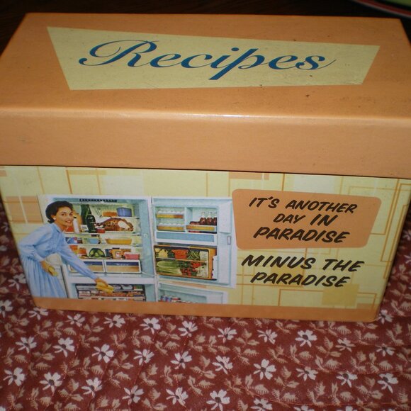 Vintage Design Its Another Day in Paradise Minus the Paradise Recipe Box - Picture 1 of 4